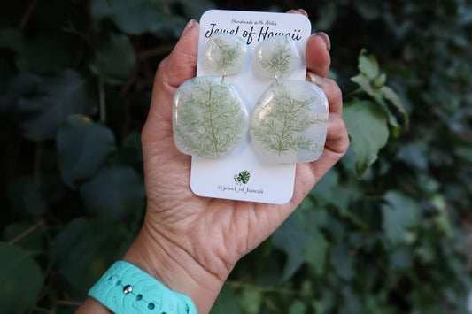 Botanical Asparagus Fern with post resin earrings